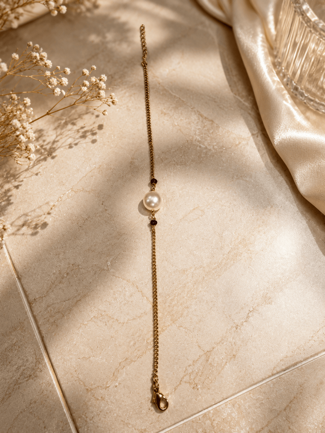 Naarya Jewels Pearl Classic Pyrite Gemstone Bracelet