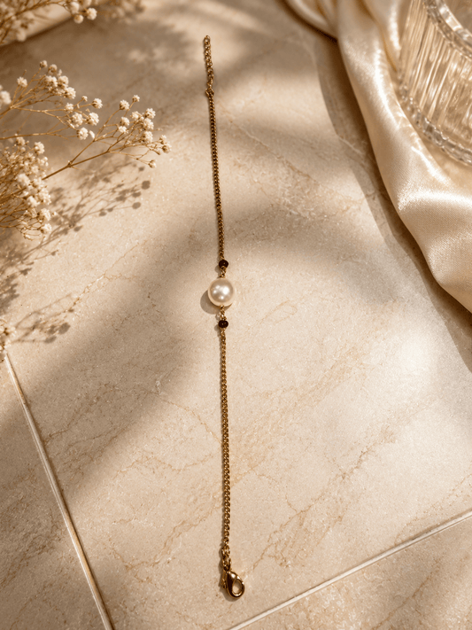 Naarya Jewels Pearl Classic Pyrite Gemstone Bracelet