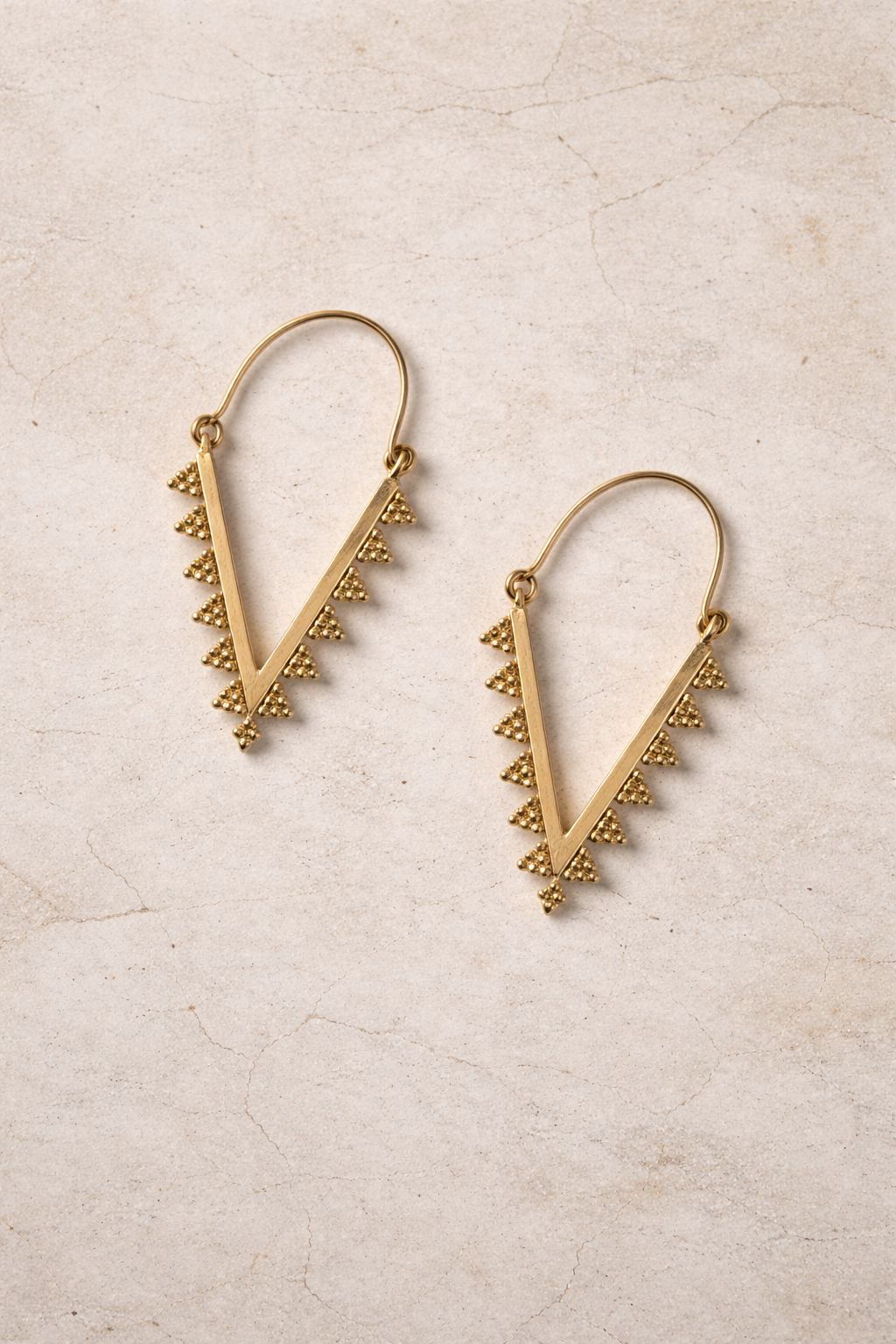 Golden Tribal V Earrings Anti Tarnish)