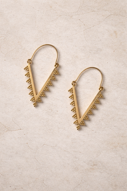 Golden Tribal V Earrings Anti Tarnish)
