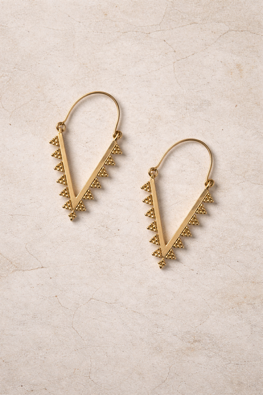 Golden Tribal V Earrings Anti Tarnish)