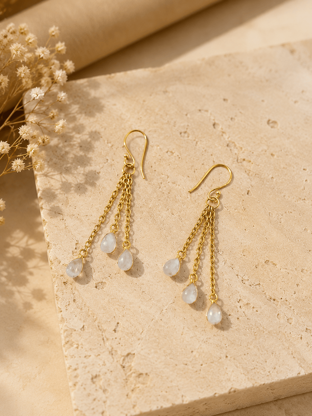 Naarya Jewels Pink Ruby Faceted Rain  Drop Earrings
