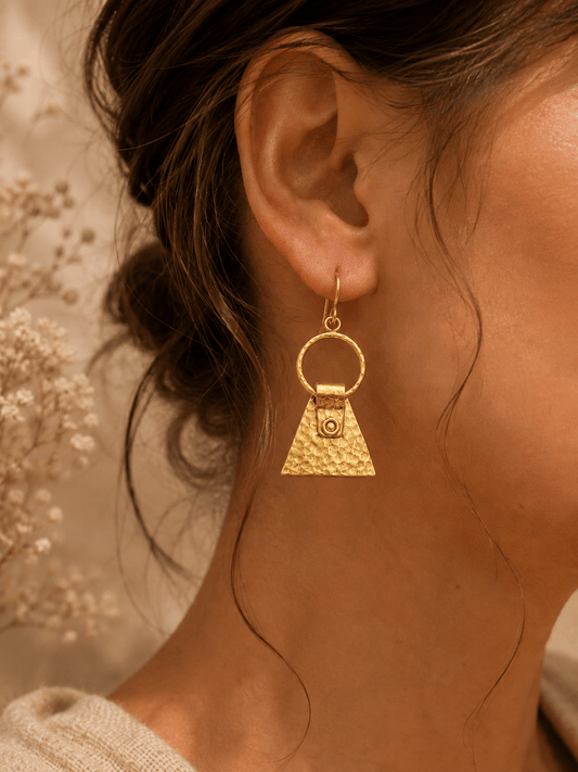 Naarya Jewels Earrings Pyramid Hoop Drops