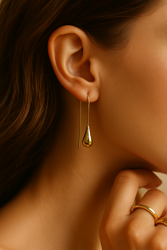 Golden Teardrop Threader Earrings