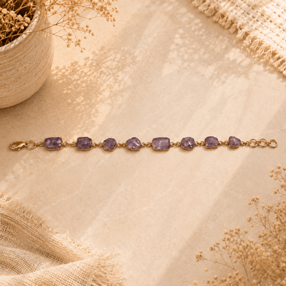 Naarya Jewels Raw Amethyst Raw Earth Gold Bracelet