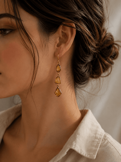 Naarya Jewels Citrine Amethyst Tier Drop Earrings