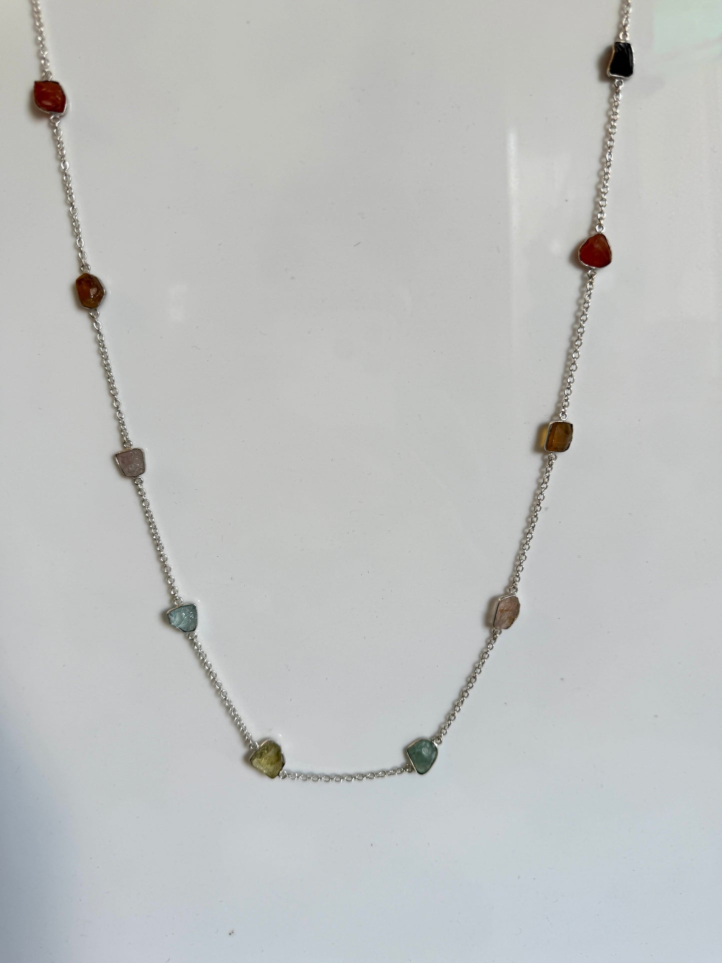 Naarya Jewels Silver / Multi Stone Gems Silver / Gold Trail Necklace (single /Multi color)