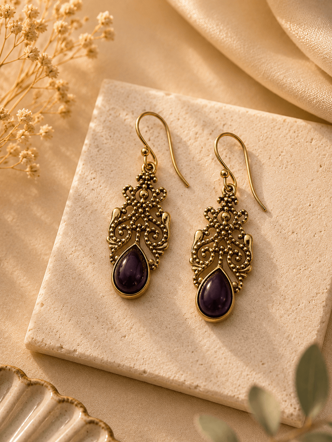 Naarya Jewels amethyst Filigree Isle Drop Earrings