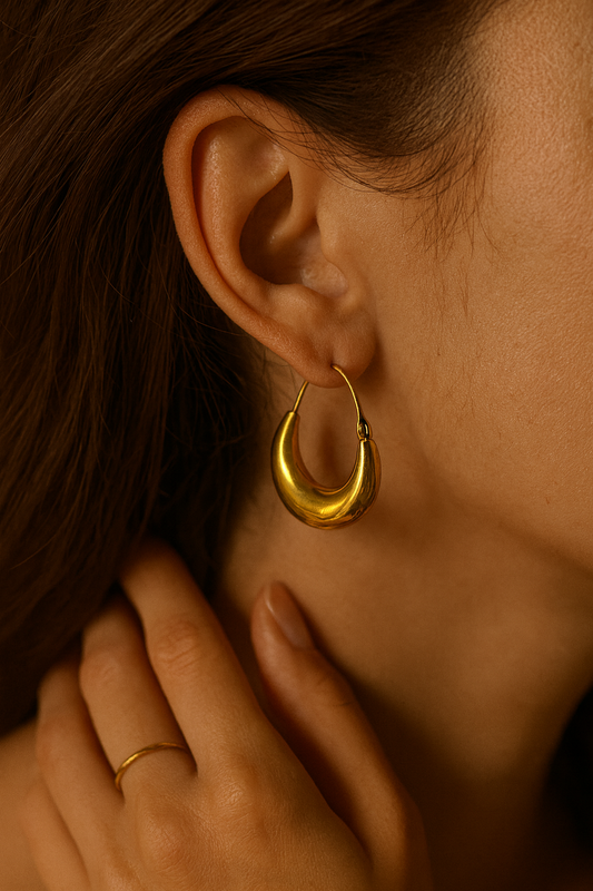 Solid Gold Circle Brass Earring (Anti Tarnish)