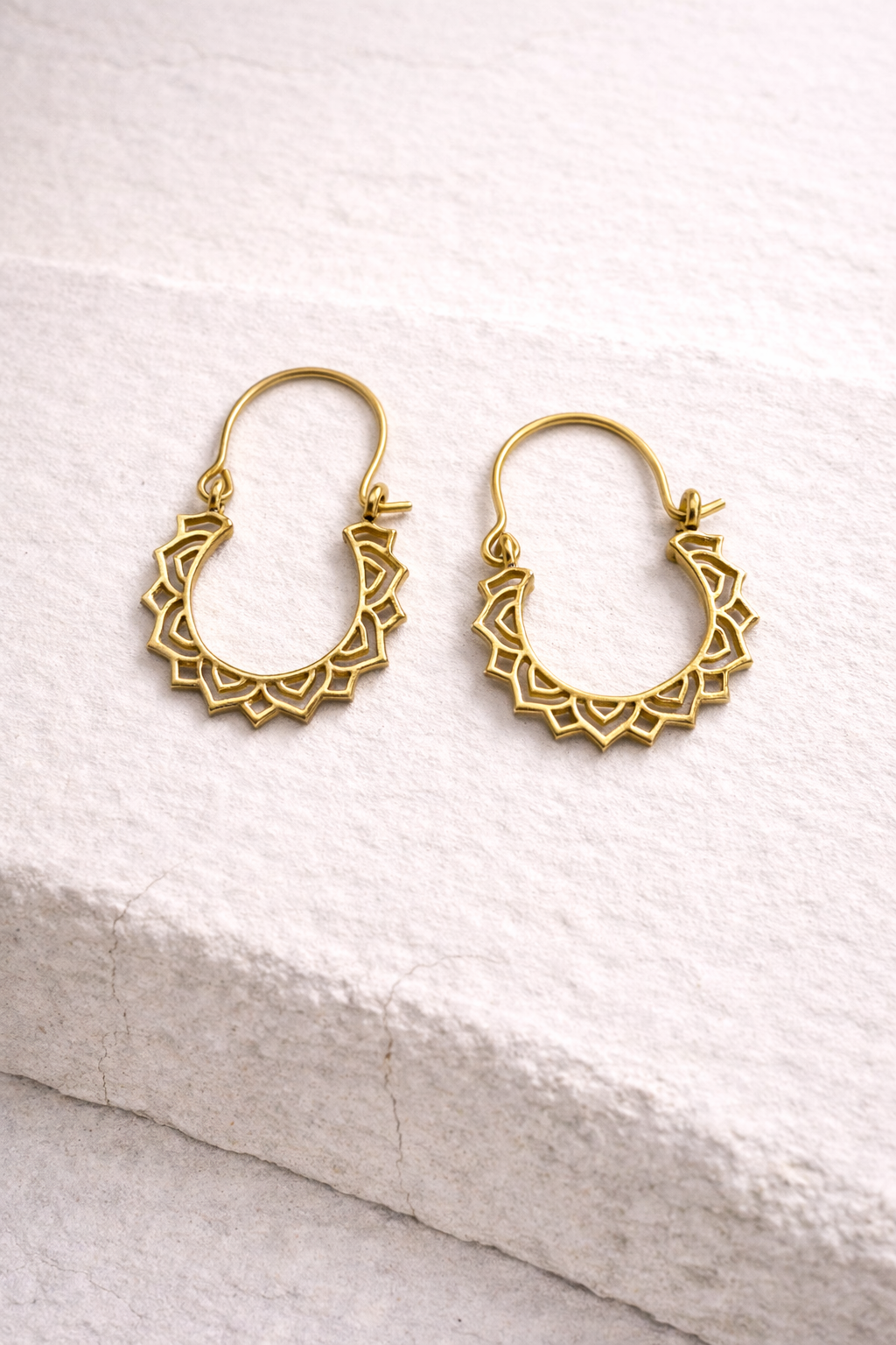 Golden Lotus Hoop Earrings