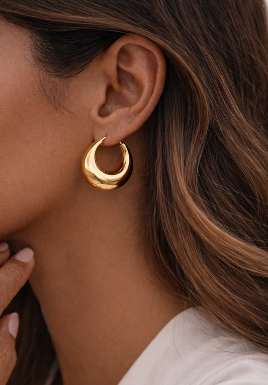 Solid gold circle short Earrings (Anti Tarnish)
