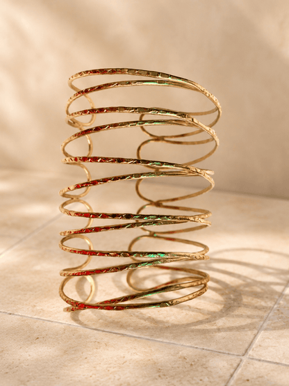 Naarya Jewels Hammered Gold Loop statement Cuff Bracelet (Anti Tarnish)