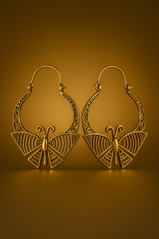 Golden Butterfly Hoop Earrings