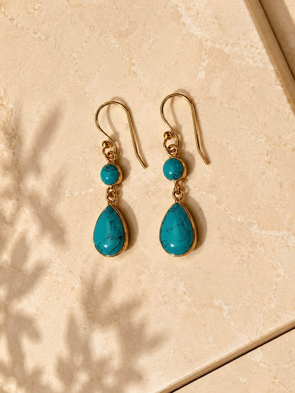 Naarya Jewels Turquoise moonstone Dewdrop Earrings