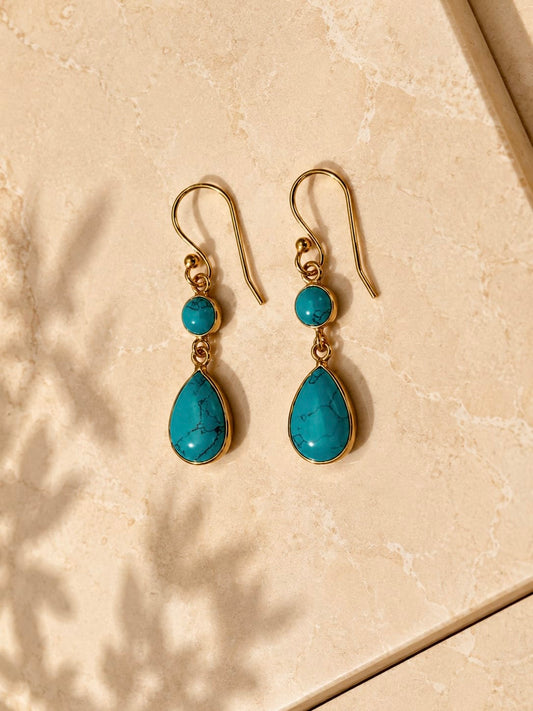 Naarya Jewels Turquoise moonstone Dewdrop Earrings