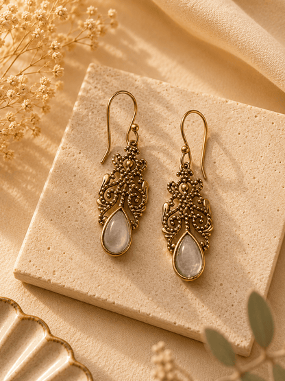 Naarya Jewels Moonstone Filigree Isle Drop Earrings