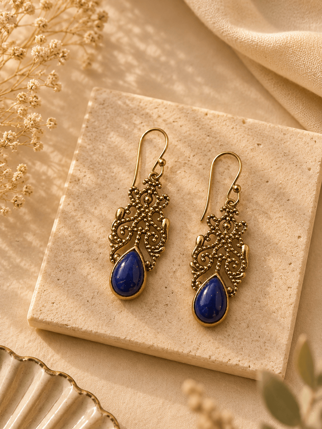 Naarya Jewels Lapis Filigree Isle Drop Earrings