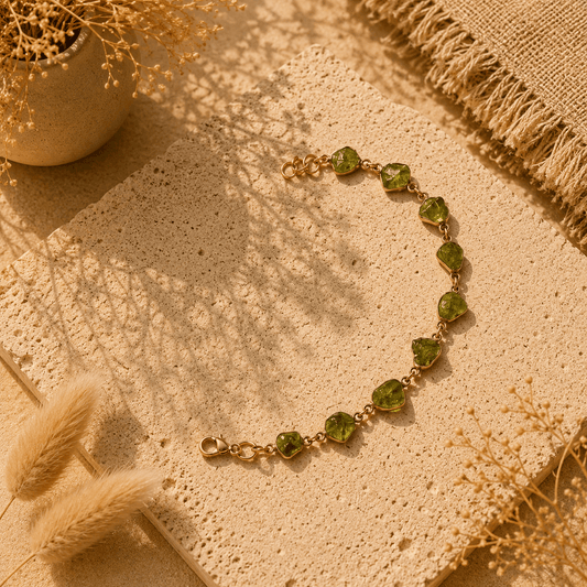 Naarya Jewels Green Aventurine Raw Earth Gold Bracelet