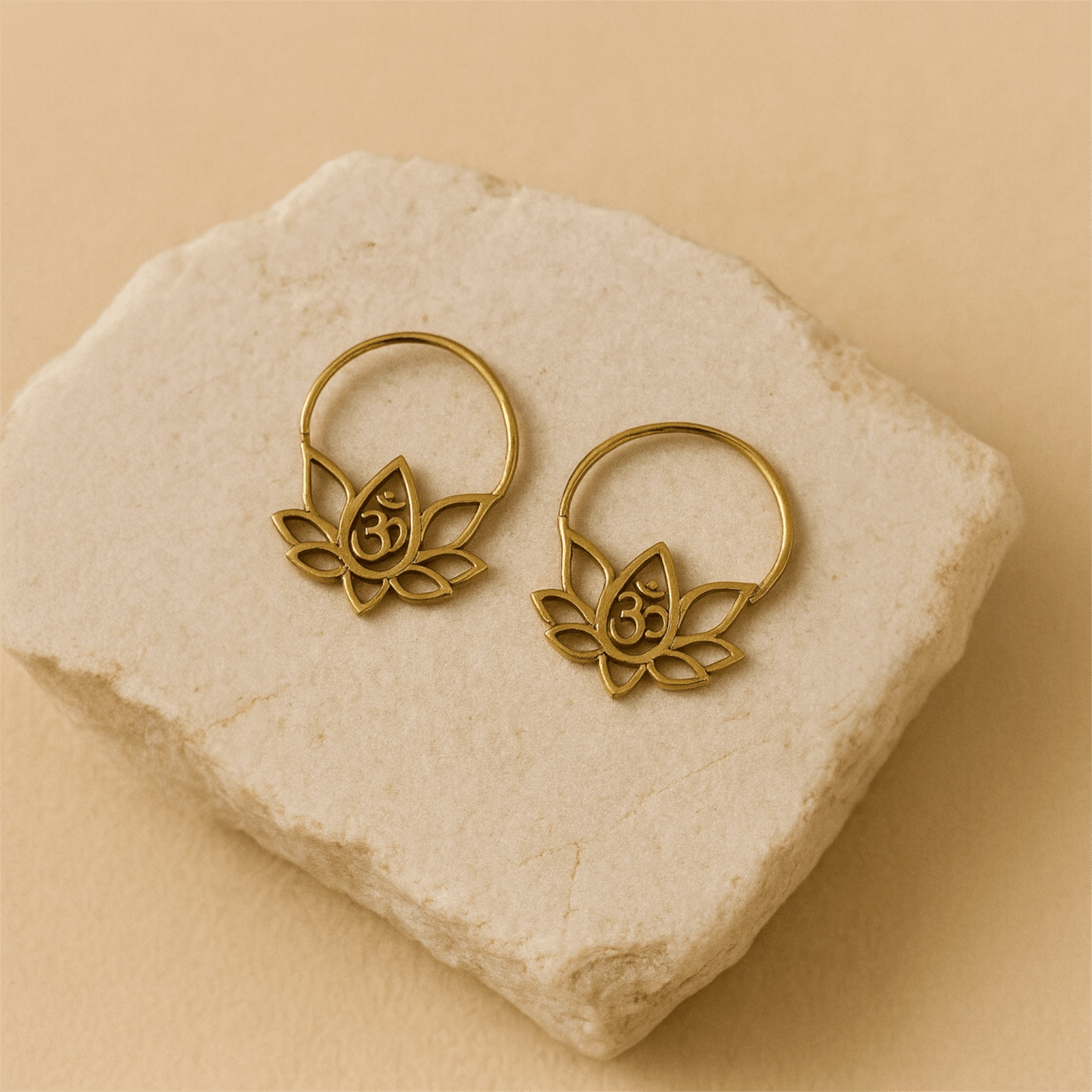 Naarya Jewels Lotus with Om symbol Earrings (Anti Tarnish)