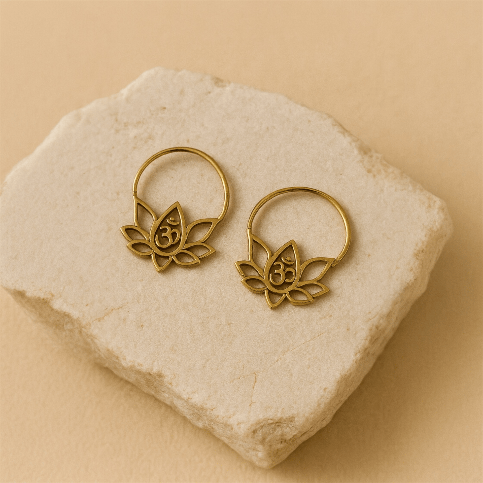 Naarya Jewels Lotus with Om symbol Earrings (Anti Tarnish)