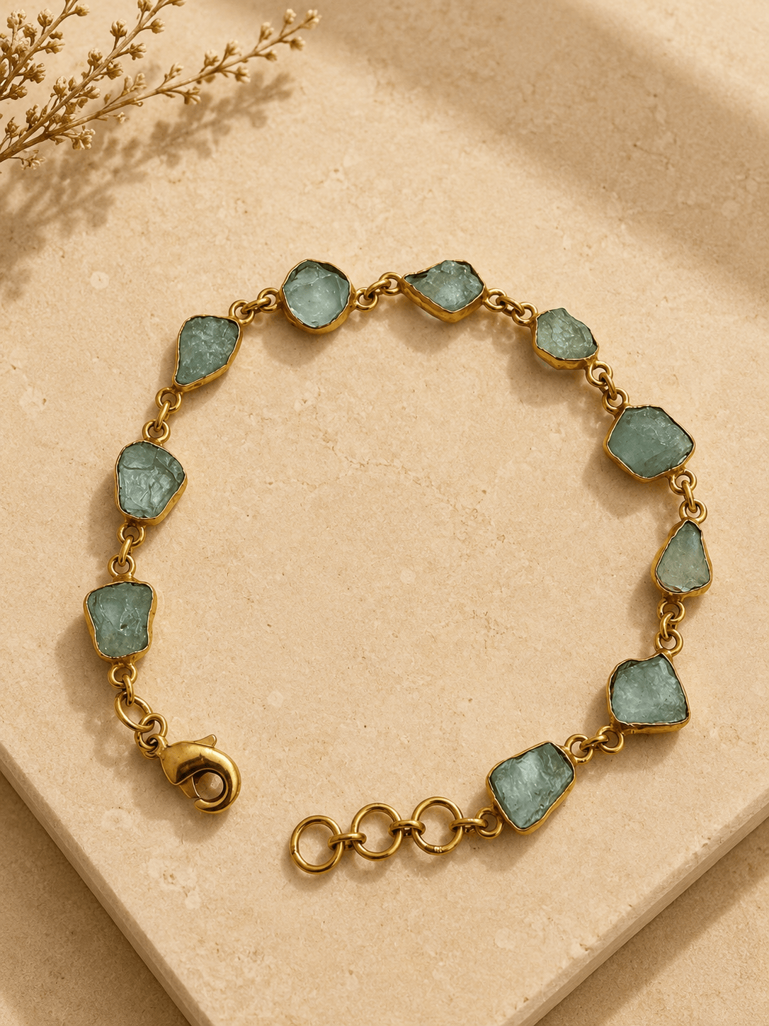 Naarya Jewels Aquamarine Raw Earth Gold Bracelet