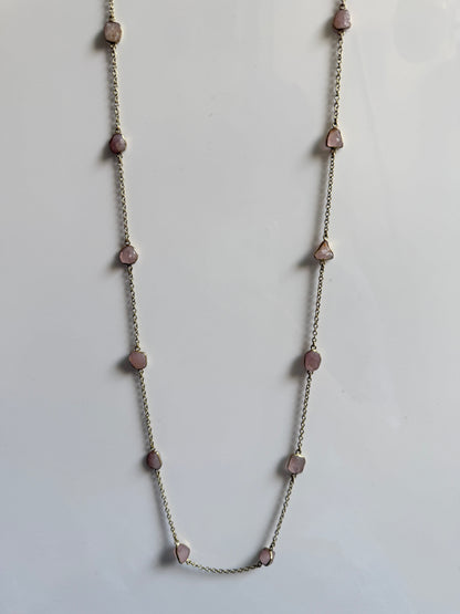 Naarya Jewels Gold / Rose Quartz Gems Silver / Gold Trail Necklace (single /Multi color)