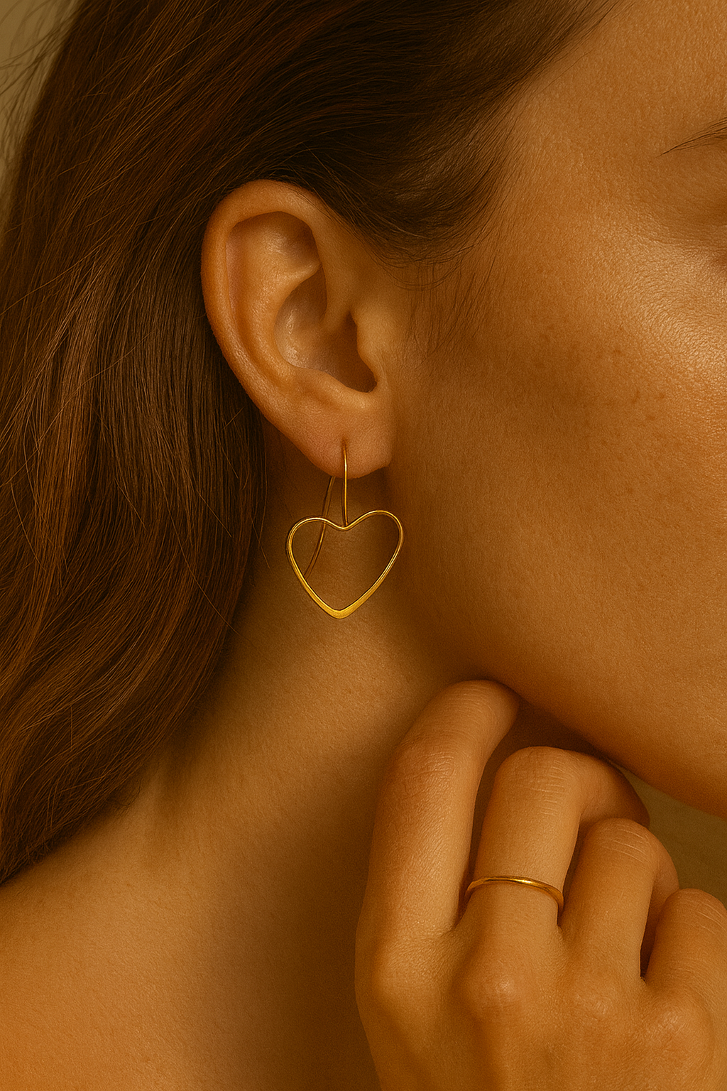 Golden Heart Hoop Handcrafted Earrings