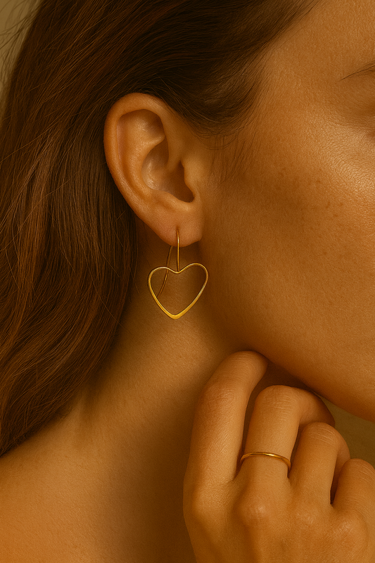 Golden Heart Hoop Handcrafted Earrings