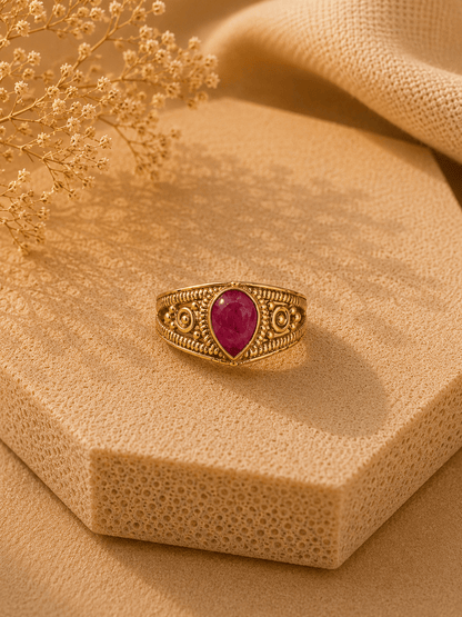 Naarya Jewels Ruby / 14 Verdant Drop Ring ✨