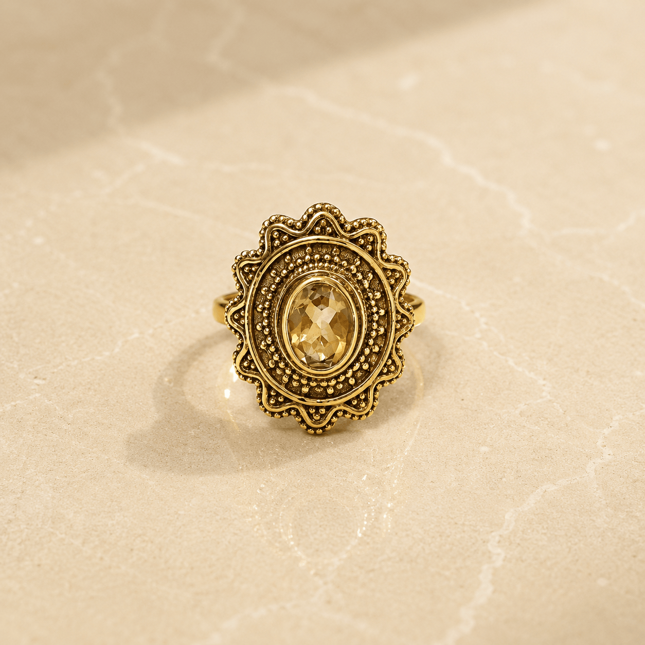 Naarya Jewels Citrine / 12 Sunlit Statement Majesty Ring