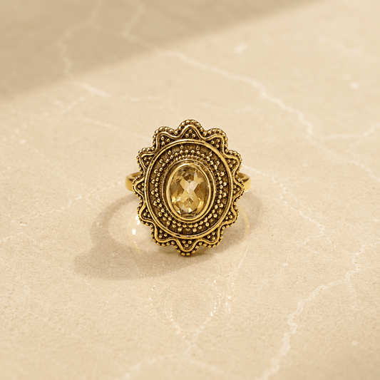 Naarya Jewels Citrine / 12 Sunlit Statement Majesty Ring
