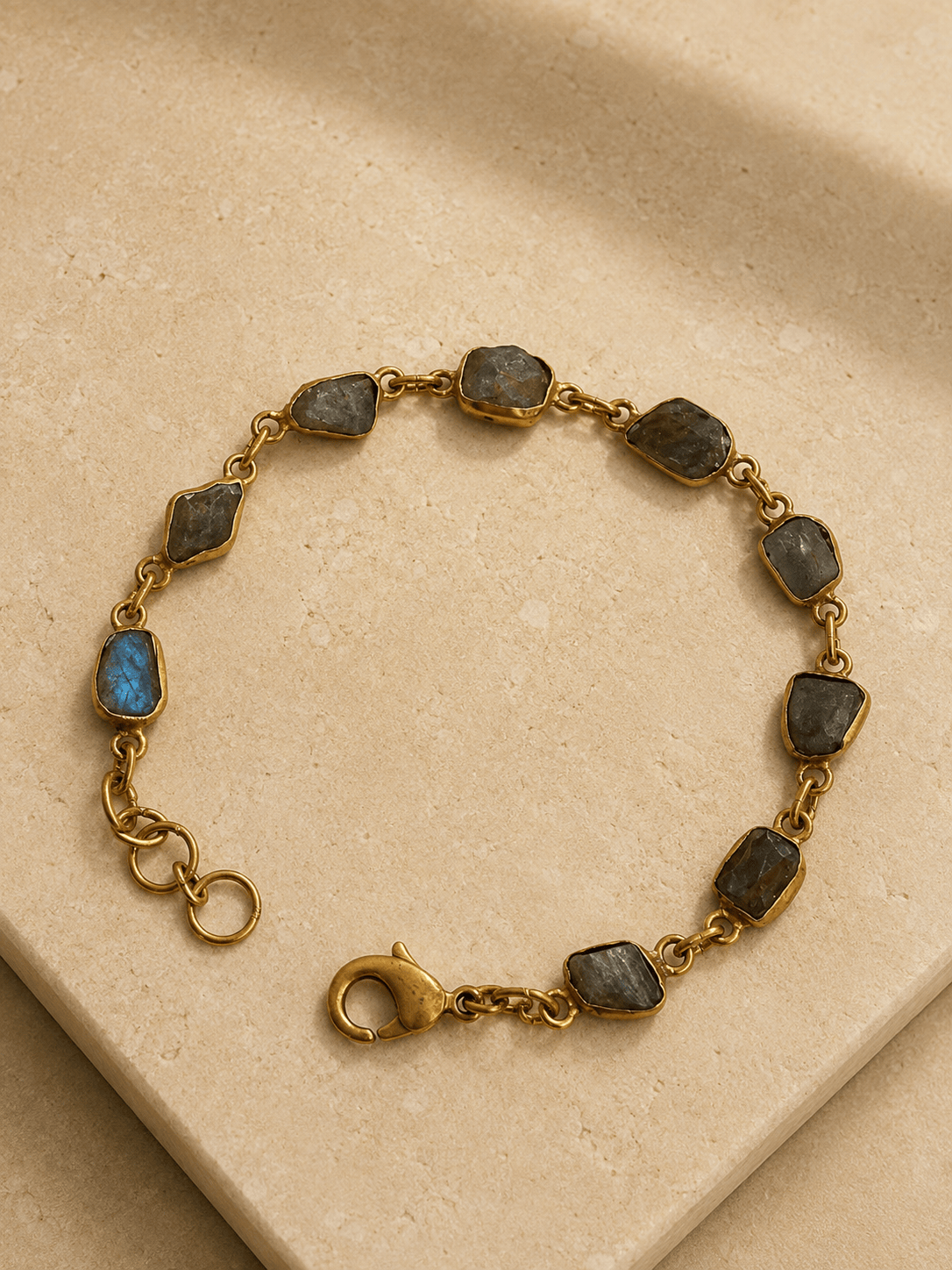 Naarya Jewels Labradorite Raw Earth Gold Bracelet