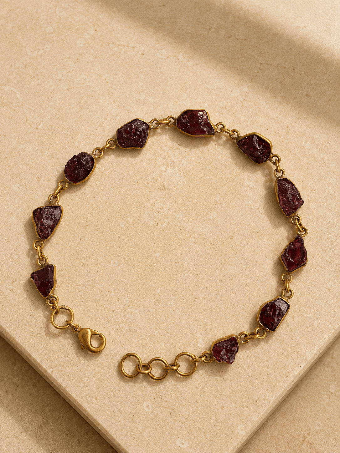Naarya Jewels Earth Garnet Raw Earth Gold Bracelet