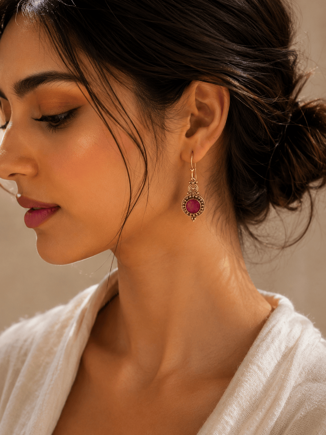 Naarya Jewels Earrings Ruby Lapis Lazuli Tribal Drop Earrings