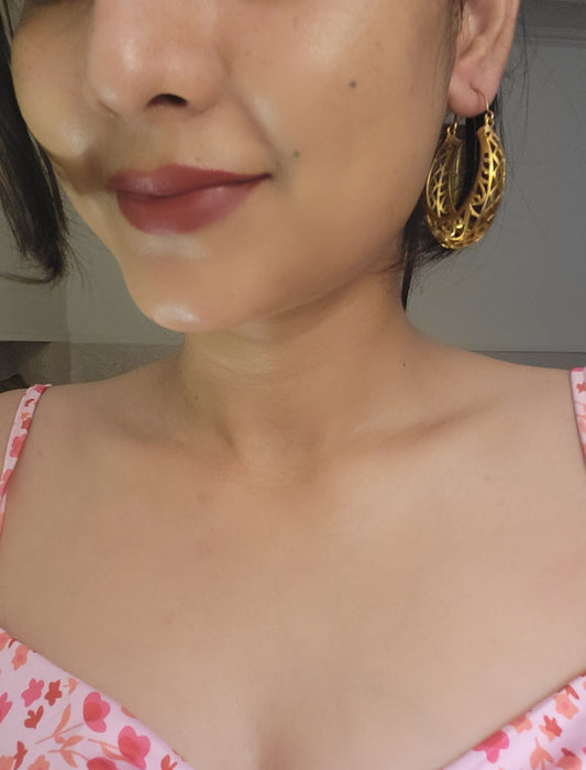 Naarya Jewels Meher Loop Statement Earring- Filigree art Brass Earring (Anti Tarnish)