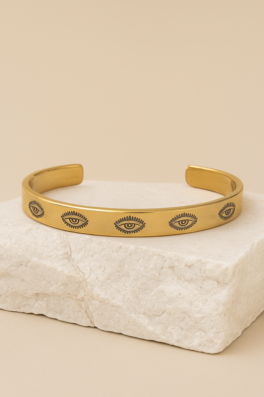 Evil Eye Engraved Brass Bangle (Anti Tarnish)