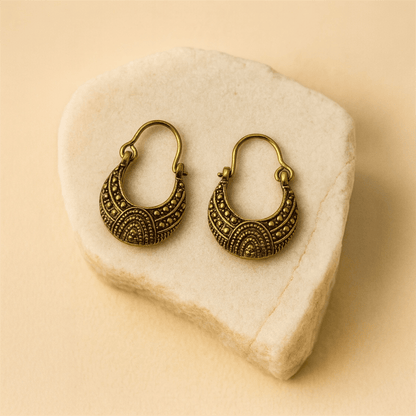 Naarya Jewels Intricate Tribal Arches & Dots Earrings (Anti Tarnish)