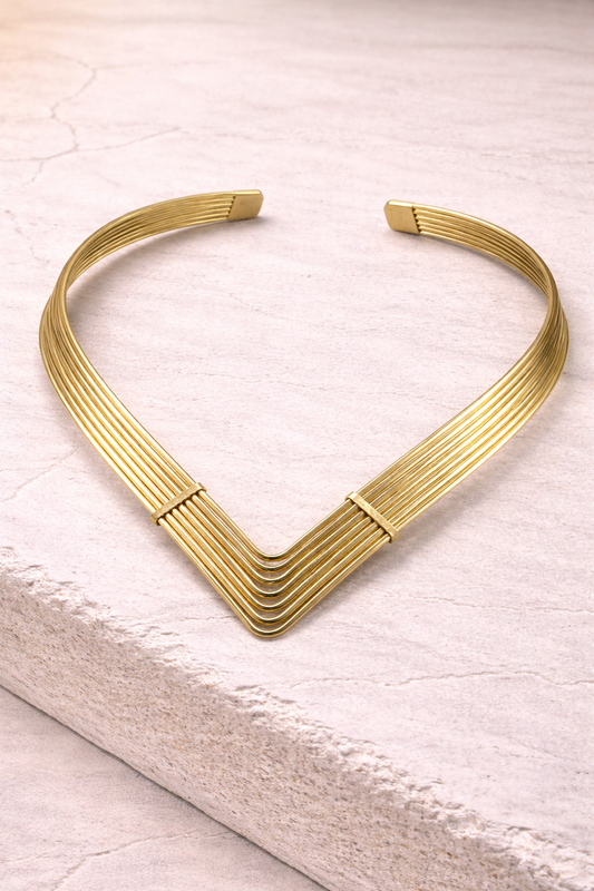 Statement Modern Linear Collar Necklace (Anti Tarnish)