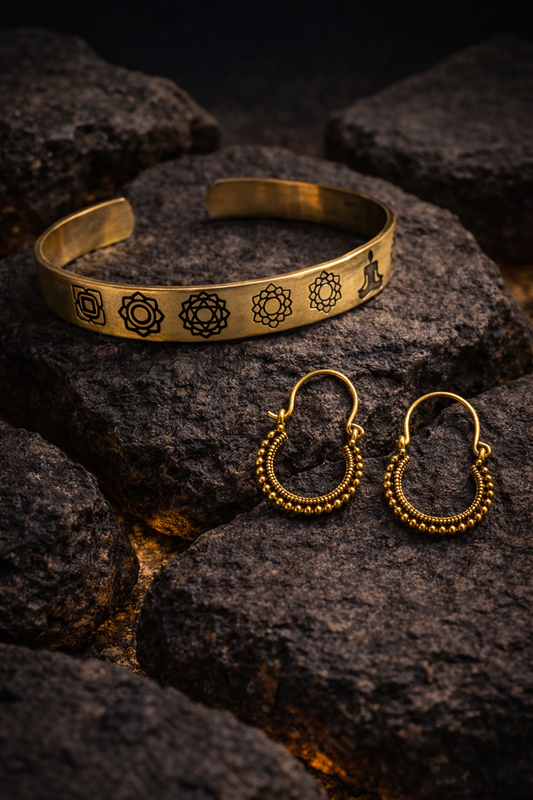 Seven chakra Cuff & beaded earring Combo