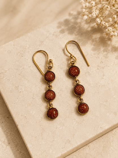 Naarya Jewels Gold stone Round Tier Drop Earrings