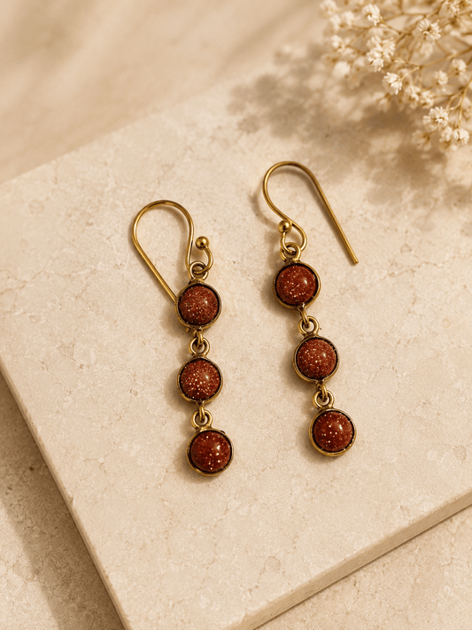 Naarya Jewels Gold stone Round Tier Drop Earrings