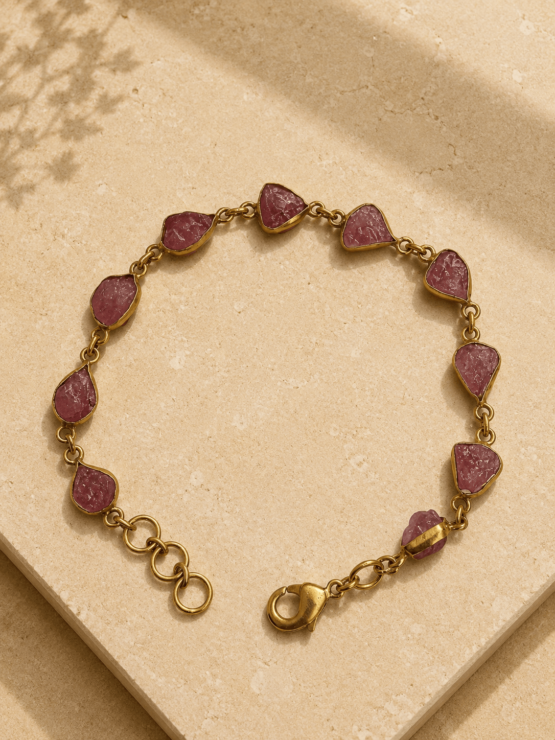 Naarya Jewels Ruby Raw Earth Gold Bracelet