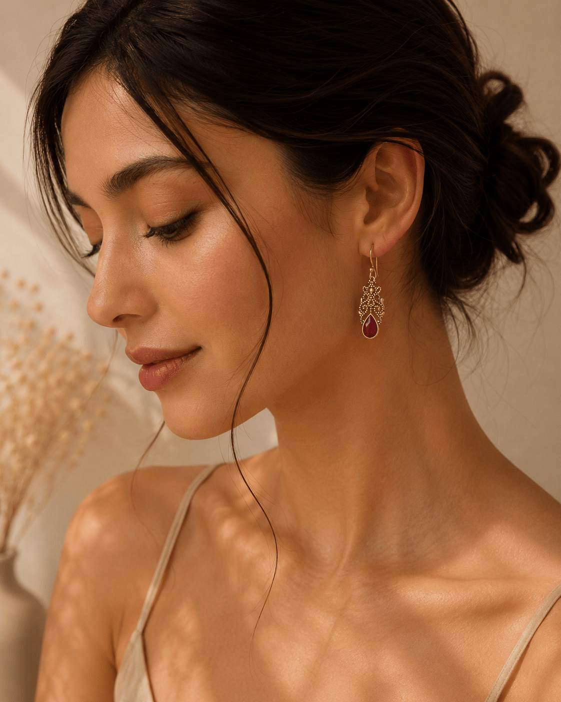 Naarya Jewels Ruby Filigree Isle Drop Earrings