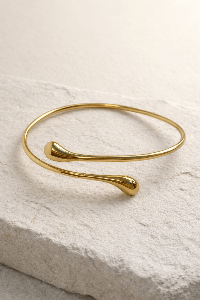 Naarya Jewels Dew Drop Curve Brass Bangle (Anti Tarnish)