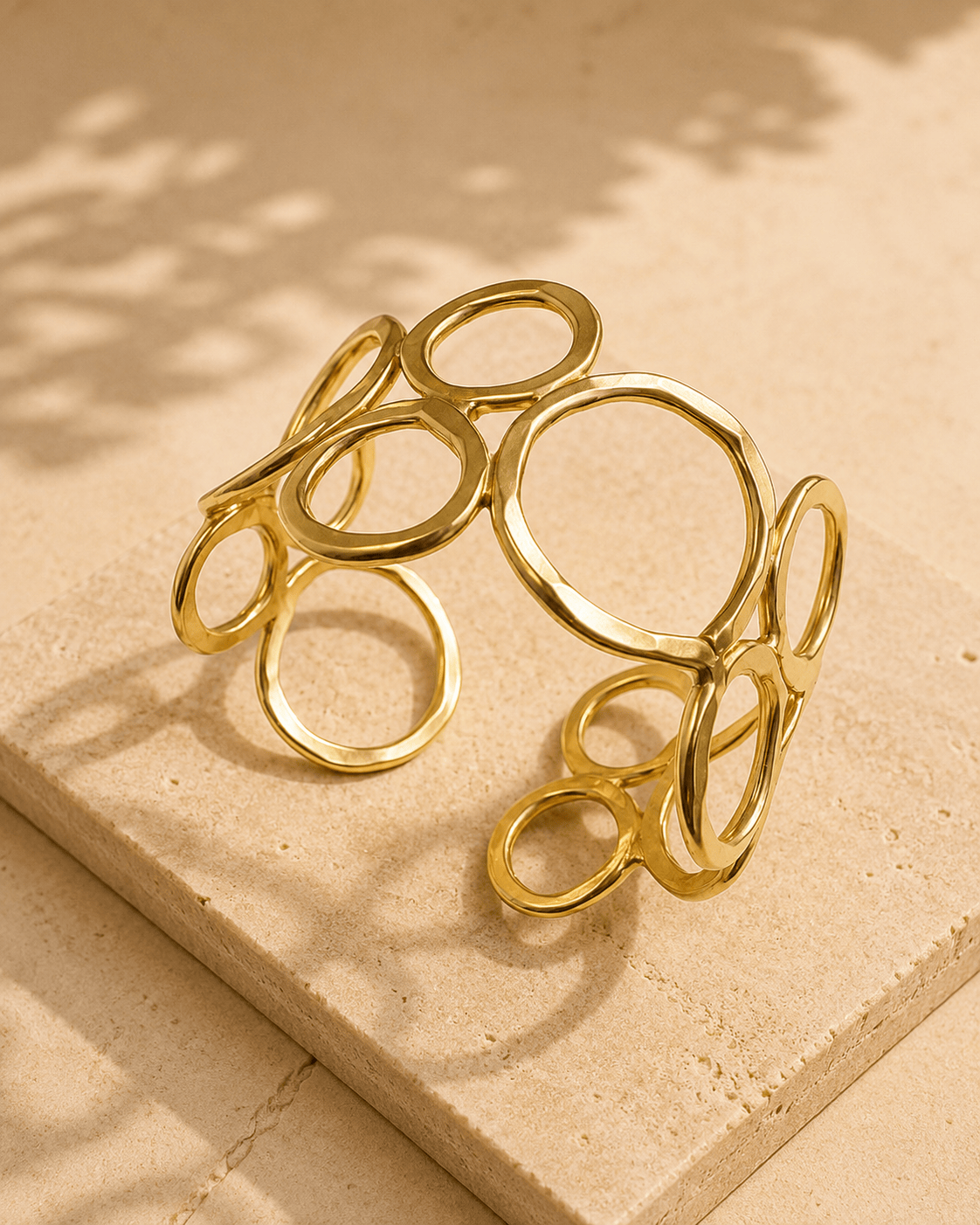 Naarya Jewels Golden Orbit Cuff Bracelet (Anti Tarnish)
