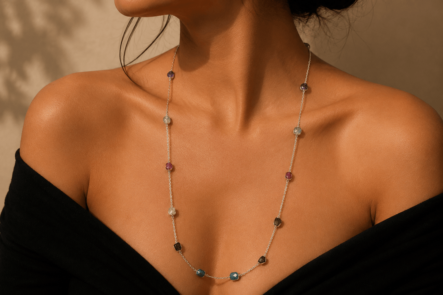 Naarya Jewels Silver gems Trail Necklace