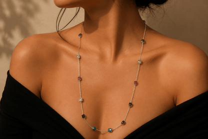 Naarya Jewels Silver gems Trail Necklace