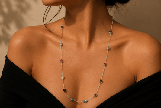 Naarya Jewels Silver gems Trail Necklace