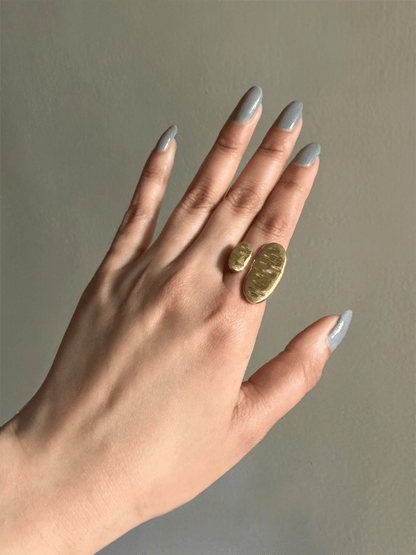 Naarya Jewels Dual Statement Abstract Gold Ring (Anti Tarnish)