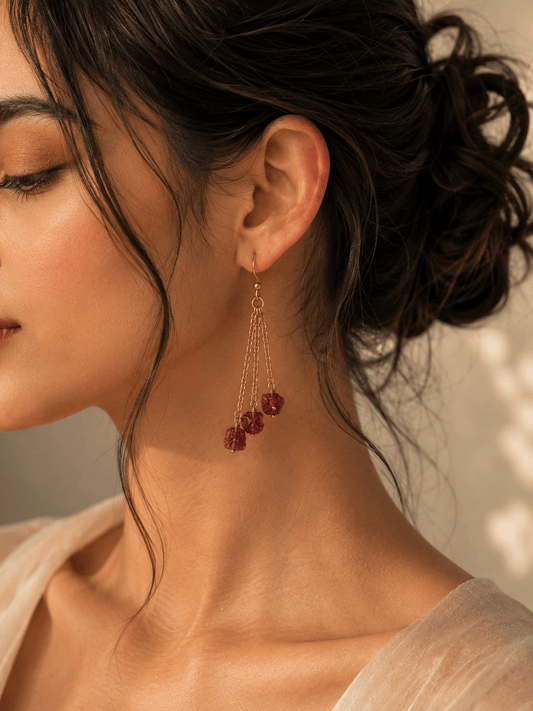 Naarya Jewels Earrings Raw Stone Chain Drop Earrings
